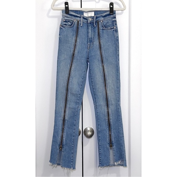Mother Denim High Waisted Rascal Zip Step Fray Jeans in Misbeliever Wash - Sz 24 - Picture 1 of 8